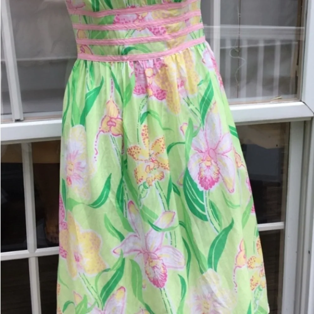 Lilly Pulitzer Dress Orchids silk Katrina size 4 white label high end Lilly - Picture 8 of 8
